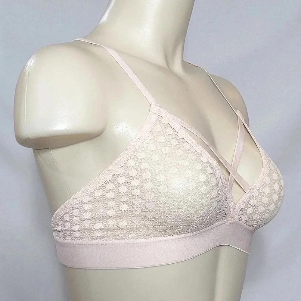 Sweet Treats Strappy Circle Lace Bralette Bra Size SMALL Light Peach  New with T